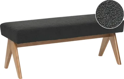 Produktbild von BELIANI Sitzbank Schwarz Bouclé-Stoff Gepolstert 118 cm Teddy-Optik Dunkle Holzbeine Ohne Lehne Retro-Design Esszimmer Wohnzimmer Polsterbank Flurbank