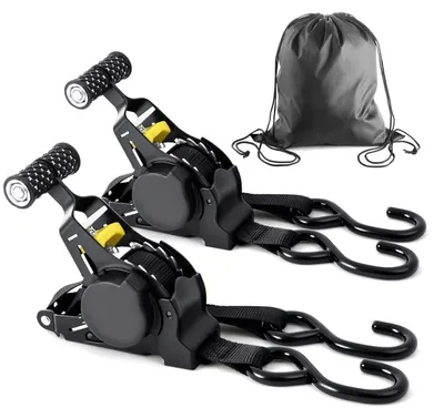 Produktbild von Spanngurte mit Ratsche 2,5 cm x 3,3 m, 680 kg Bruchfestigkeit, Selbstaufrollend, 2 Stück