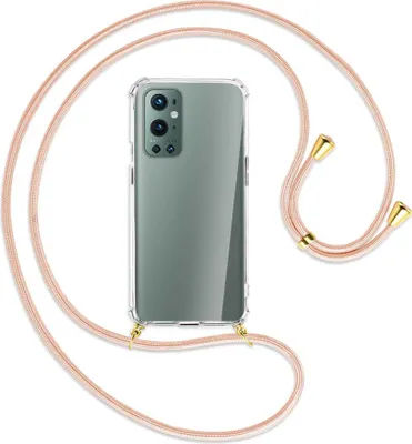 Produktbild von Handykette Backcover-Schutzhülle mit Band (Metall goldfarben) für OnePlus 9 Pro - rose peach