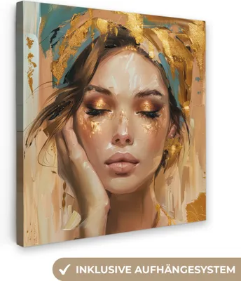Produktbild von MuchoWow® - Leinwandbilder - Frauen - Porträt - Luxus - Gold, Wandbild, Wanddeko Bilder Wohnzimmer, 50x50cm