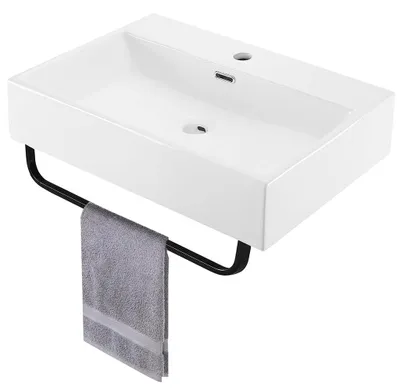 Immagine prodotto di Lavabo da parete in Vetroceramica con portasciugamani