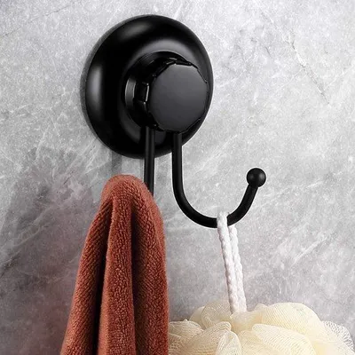 Immagine prodotto di Tirante, doppio gancio, senza foratura, acciaio inossidabile, mobile da cucina e da bagno, nero