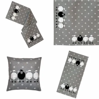 Produktbild von Tischdecke mit Stickerei schwarzes Schaf Tischläufer  40 x 85 cm