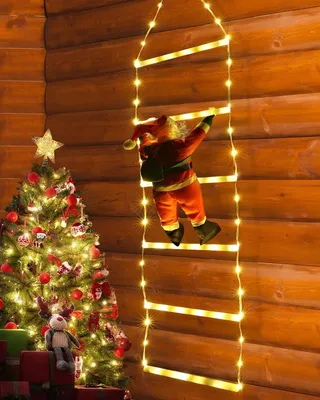 Produktbild von LED Weihnachtsmann Leiter Lichterkette - 0.75M Beleuchtung mit Timer und 8 Modi, Perfekt für Innen- und Außendekorationen