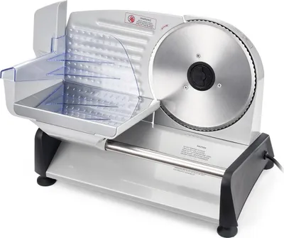 Immagine prodotto di Affettatrice per carne, affettatrice elettrica da 200 W con lama affilata da 190 mm, affettatrice domestica con velocità di affettatura di 70-100 giri/min, spessore regolabile da 0 a 15 mm, per carne congelata, prosciutto, baguette e bistecche di prima scelta.