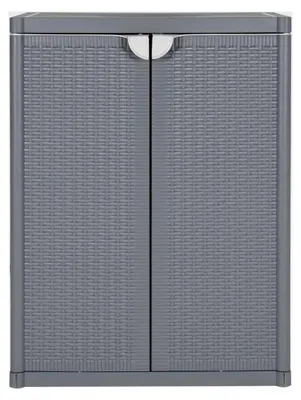 Produktbild von Gartenschrank aus Polypropylen Grau 65x45x88cm mit 2 Ablagen für Gartenbedarf