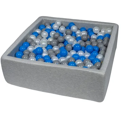 Produktbild von Bällebad für Kinder, 90x90 cm, Spielplatz + 450 Perlenbälle, blau, grau