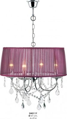 Casa Padrino Barock Kristall Kronleuchter Lila Durchmesser Ø 47 cm - Barock Leuchten