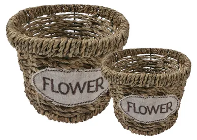 Immagine prodotto di Set di 2 cestini portaoggetti Clayre & Eef Ø 16 / Ø 13 cm in seagrass marrone