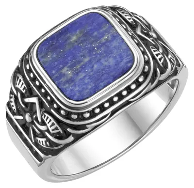 Produktbild von Ring Giorgio Martello Milano Siegelring mit blauer Lapis-Einlage, Silber 925 Blau 70