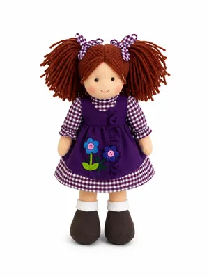 Produktbild von Stoffpuppe 30 cm Rag Doll Plüschpuppe im Landhausstil Weiche Kuschelpuppe Lila Geschenk für Kinder, KI-generiertes Bild
