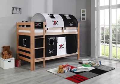 Produktbild von Etagenbett Benni Natur Lackiert Buche Massiv 90x200 cm mit Rollrosten