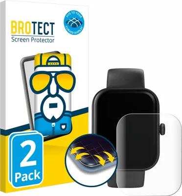 Produktbild von 2x BROTECT Fullscreen Schutzfolie für Hama Smartwatch 5000 Displayschutz Folie Fullcover Klar Transparent