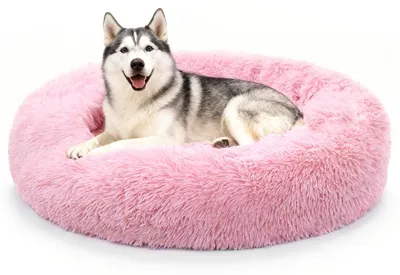 Productafbeelding van Rond honden- en kattenbed, pluche, 80 cm diameter, wasbaar, met antislipbodem