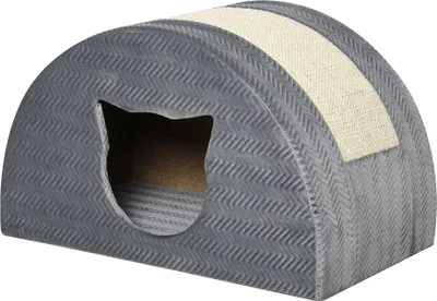 Produktbild von PawHut Katzenhöhle mit Kraztbrett Katzenbett Kratzhaus Katzenhaus Katzenwohnung Sisal Grau 48,5 x 30 x 30 cm