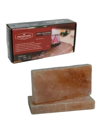 Produktbild von FRITZTOWN® Deluxe Grill Salzstein - 2er Set 20x10x2,5 cm - Feiner Geschmack durch Kristallsalz - Exklusive Geschenkbox inkl. Gebrauchsanweisung