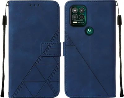 Produktbild von Moto G Stylus 5G 2021 Hülle, Schlank Prägung Flip Leder Kartenfächer Schutzhülle mit Ständer für Motorola Moto G Stylus 5G 2021 Blau
