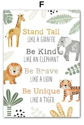 Produktbild von Poster Kinderzimmer Tiere Dschungel · Name Personalisiert ·  Kinderzimmer Bilder · Wand Deko · Kunst Druck · Deko Print · ohne Rahmen · Motiv F · 15 × 20 cm