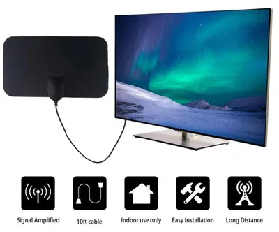 Produktbild von Digitale TV-Zimmerantenne für HDTV, 4K und 1080p mit Signalverstärker, Innenantenne mit F-Stecker
