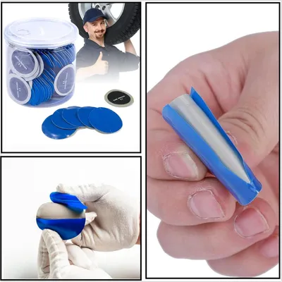 Produktbild von HUAZIZ 100 Stück Reifenreparaturpflaster, 32 mm/42 mm/58 mm, rund, aus Naturkautschuk, Reparaturpflaster für Fahrradreparatur, runde Patches