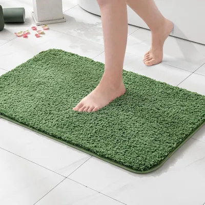 Produktbild von Badezimmerteppich Badematte weich rutschfest Matcha-Grün 60x90 cm