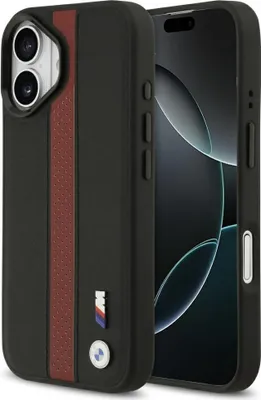 Obrázok produktu pre BMW case passend für IPHONE 17 compatible with MagSafe BMHMP17S25PCPSKR (PU Perfotated Stripe Logo) red