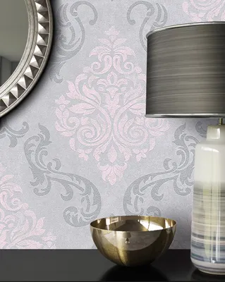 Produktbild von NEWROOM Tapete Grau Vliestapete Ornament - Wohnzimmer Barock Hellgrau Rose   Mustertapete Glamour