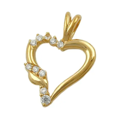 Produktbild von Anhänger 14x13mm Herz mit Zirkonias vergoldet 3 Mikron gold 14x13mm