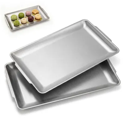 Servierplatten Edelstahl Set 2er 40×24 cm silber