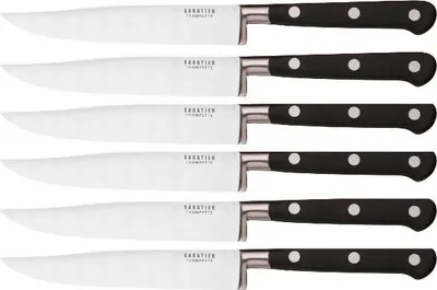 Produktbild von Set mit 6 steakmessern mit glatten, schwarzen klingen Richardson sheffield 658502-1