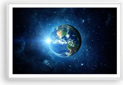 Produktbild von Gerahmtes Poster - Weißer Rahmen - Erde Universum Sterne Galaxie - 91,5x61 cm - Wand Bild - Wanddeko - Wandbilder - Wandposter - Bilderrahmen - Bilder - Kunstdruck - Wandbild - P2WAA91x61-2943
