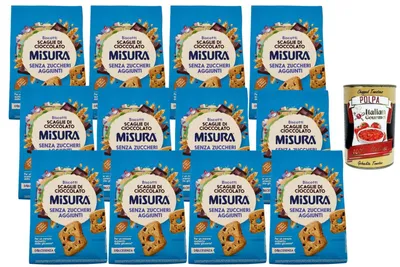 Produktbild von Italian Gourmet - Dolcesenza, Kekse mit Schokostückchen – 12 x 290 g, ohne Zuckerzusatz, knusprige Frühstückskekse aus Weizen, ideal zu Kaffee & Tee, Großpackung Vorrat + Italian Gourmet Polpa