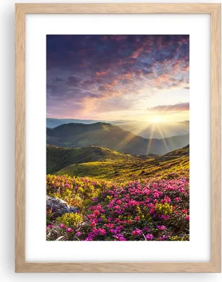 Produktbild von Gerahmtes Poster - Rahmen in heller Eiche - Gebirge Wiese Landschaft Wald - 30x40 cm - Wand Bild - Wanddeko - Wandbilder - Wandposter - Bilderrahmen - Bilder - Kunstdruck - Wandbild - P2NPA30x40-3152