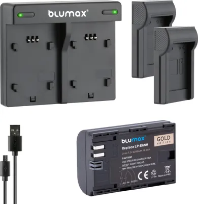 Produktbild von 1x Akku + Lader für Canon LP-E6NH EOS R5 R7 R6 Mark II 80D  IV LP-E6N  2250mAh
