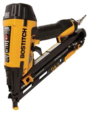 Productafbeelding van Bostitch Spijkermachine - Pneumatische Bradnailer 15GA - Schuine Brads 32-64 mm - Olievrij - Magnesium Behuizing - LED Licht - Regelbare Diepte-inslag - Geel/Zwart