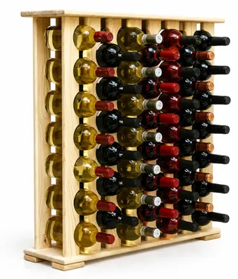 Zdjęcie produktu dla Relaxdays, stojak na wino, 46 butelek, drewno sosnowe, 76 x 76 x 19 cm, stojak na wino czerwone i białe, półka na butelki, kolor naturalny