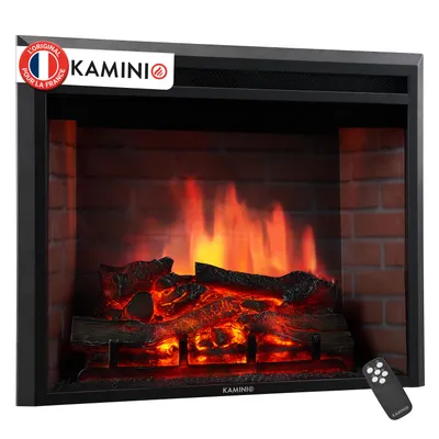 Image de KAMINIO cheminée électrique LUCA - cheminée électrique encastrable avec chauffage, effet de flammes 3D, 12 couleurs de flammes, télécommande - 23 pouces