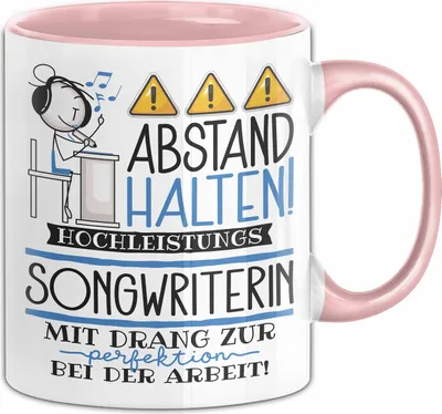 Produktbild von Songwriterin Tasse Geschenk Lustig Abstand Halten Hochleistungs-Songwriterin Mit Drang Zur Perfektion Bei Der Arbeit (Rosa)