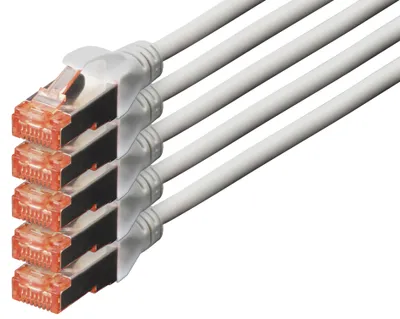 Zdjęcie produktu dla Digitus Kabel krosowy CAT 6 S/FTP, 5 sztuk, 20 m, Cat6, S/FTP (S-STP), RJ-45, RJ-45, Szary