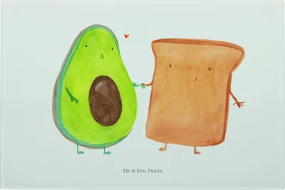 Produktbild von Mr. & Mrs. Panda Hackbrett Avocado Toast - Weiß - Geschenk, Liebe, Schneidplatte, Küchenbrett, Toastbrot, Glas Schneidbrett, Schneidebrett Aus