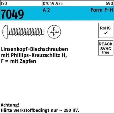 Produktbild von Reyher  Blechschrauben ISO 7049 A 2 2,9x6,5 -F-H A 2 (1000 Stück)
