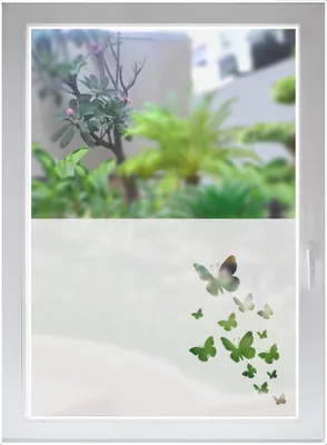 Produktbild von INDIGOS UG Fensterfolie Sichtschutzfolie Glasdekorfolie Schmetterlinge Butterflies satiniert blickdicht ORACAL® - 1200mm Breite x 500mm Höhe
