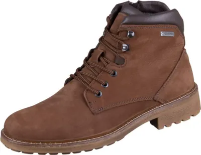 A single brown boot is shown against a white background.