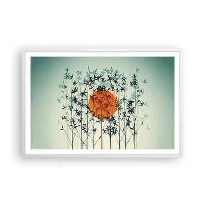 Produktbild von Gerahmtes Poster - Weißer Rahmen - Westen Sonne Gras - 91,5x61 cm - Wand Bild - Wanddeko - Wandbilder - Kunstposter - Wandposter - Bilderrahmen - Bilder - Kunstdruck - Wanddekoration - P2WAA91x61-5104