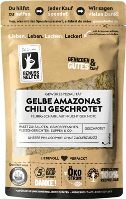 Produktbild von Amazonas Chili, geschrotet, gelbe Chili Flocken, 40g