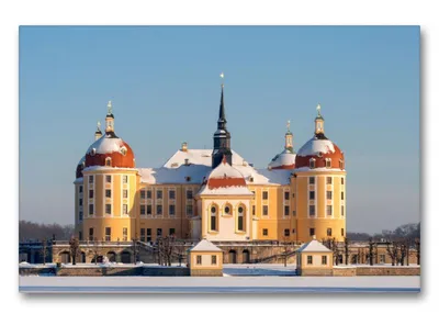Produktbild von Premium Textil-Leinwand 90x60cm quer Premium Textil-Leinwand 90 cm x 60 cm quer Das Schloss Moritzburg | Wandbild, HD-Bild auf Keilrahmen, Fertigbild auf hochwertigem Vlies, Leinwanddruck von Birgit Seifert