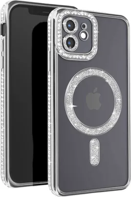 Produktbild von Avizar, Diamant-Hülle für iPhone 12 – MagSafe-Schutz mit Strass-Rand, Silber