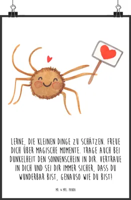 Produktbild von Mr. & Mrs. Panda Bild Spinne Agathe Motivation DIN A4 - Weiß - Geschenk, drucke, Wanddekoration, Wandbild, Liebe, Vertrauen, Glück, Dankeschön, Plakat, wanddeko