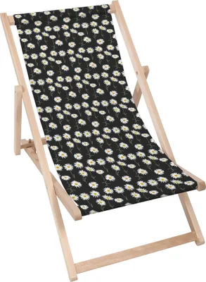 Produktbild von Dreamroots Liegestuhl klappbar Holz, Buchenholz bis zu 130 kg, Sonnenliege klappbar mit 3-stufiger Neigungsregulierung der Rückenlehne, Daisy Black