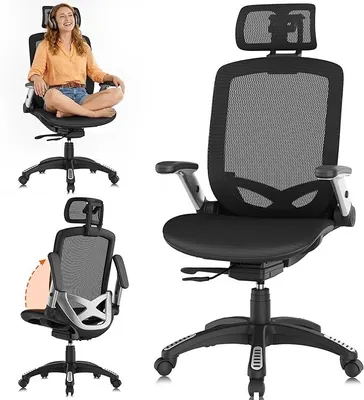 Productafbeelding van Ergonomische bureaustoel, ergonomische bureaustoelen met 3D-hoofdsteun, 120° kantelfunctie, 3D-armleuningen, ergonomische bureaustoel voor thuis, gaming stoel, computerstoel, kantoel, draagvermogen 150 kg